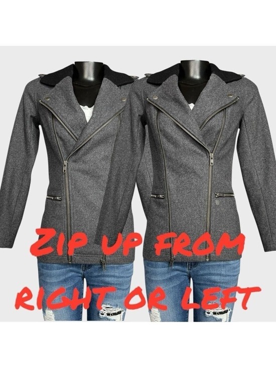 VANS Jackets & Blazers - NEW Vans Womens XS PIKE Jacket Black Gray NWOT $128 Moto style Wool Punk Gothic